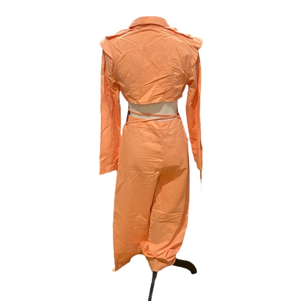 Cropped Blazer Top and Tie High Waist Pants Set - Picture 2 of 2